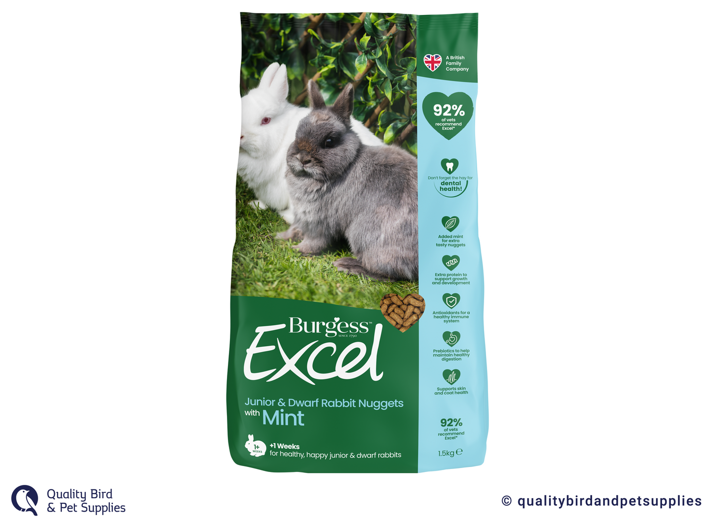 Burgess Excel Junior & Dwarf Rabbit Nuggets with Mint - 1.5kg