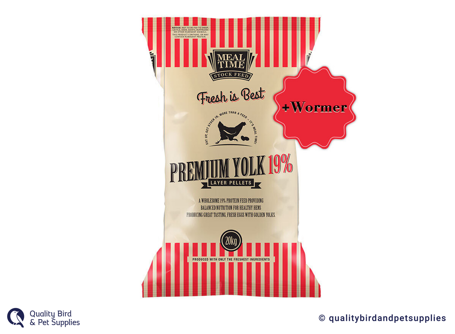 Meal Time Premium Yolk Pellets + Wormer 20kg