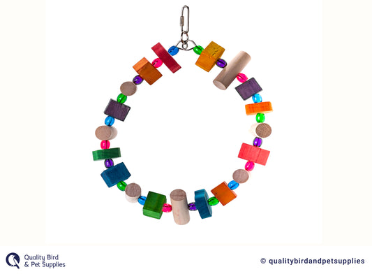Avi One Parrot Toy Wooden Ring with Acrylic Beads