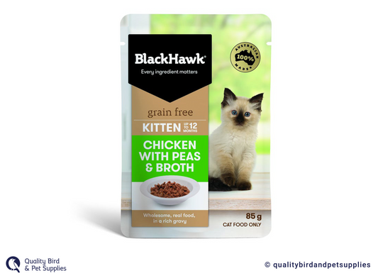Black Hawk Grain Free Kitten Wet Cat Chicken with Peas and Broth 85g