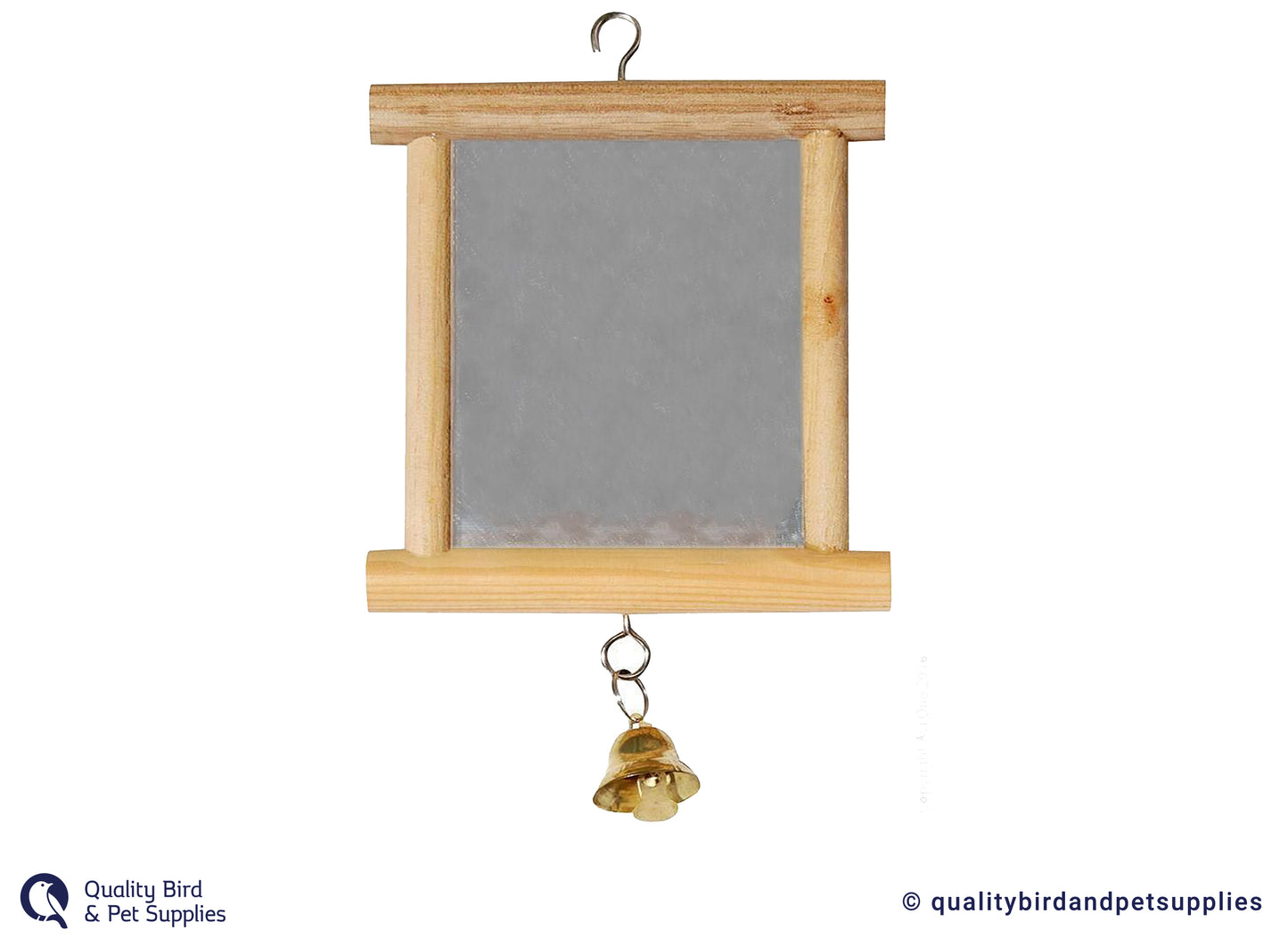 Avi One Bird Toy - Wood Framed Mirror With Bell