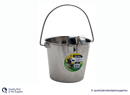 Pet One Hanging Flat Sided Stainless Steel Pail 2.2L
